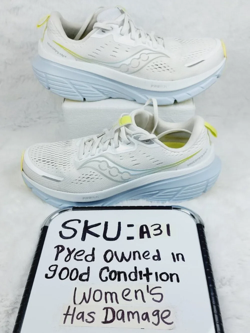 Saucony Guide 18 Women's White-Ice Melt Lace-Up Low Top Running Shoes Size 10